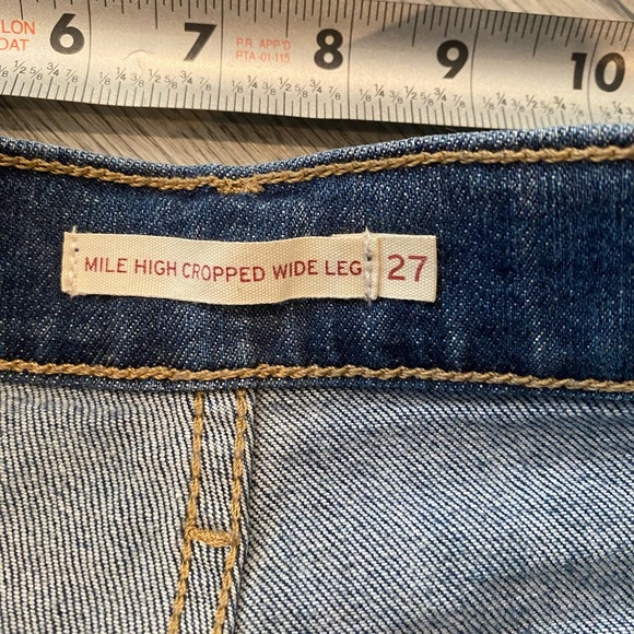 Levis Mile High Shorts Womens 27 Blue Wide Leg Denim Red Stitching Cutoff Summer - Picture 6 of 6